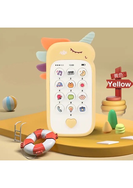 Telefon ı Müzik Ses Telefon Uyku ı Teether Simülasyonlu Telefon Bulmaca Erken Eğitim Oyuncak Çocuk Unicorn-Sarı (Yurt Dışından)
