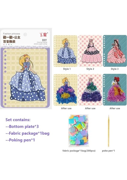 Kumaş Pocaking Art Diy Bulma Bulma Ponksiyon Boyama Kit Zanaat ı Prenses Poke Board Stickers Doğum Günü Kız Mor Set (X3) (Yurt Dışından)