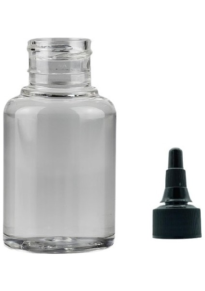 60 ml Şeffaf Plastik Asansör Kapaklı Şişe, 12 Adet, Serum Şişesi, Medikal Şişe