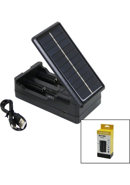 Lı-Ion Charger MS-TYN82 Solar - Güneş Enerjili 2li Pil Şarj Aleti 1200MA (4887)
