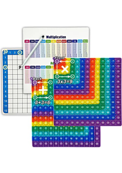 12*1212+12 Çarpma E Matematik Oyunları Uygulama Pop Silinebilir Kartlar ve Kalem, Montessori Eğitim ı Rainbow Ma 12RS Seti (Yurt Dışından)
