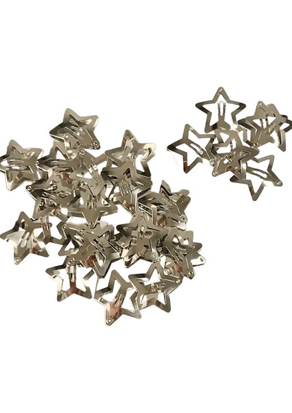 10/50PCS Renkli Kawaii Star Ettes Y2K Tatlı Kızlar Bb Solid Star Hairclips Metal Snap Klip Başlık Headdress Saç Takı Hediyesi Gümüş /boyut 10 Pcs (Yurt Dışından)