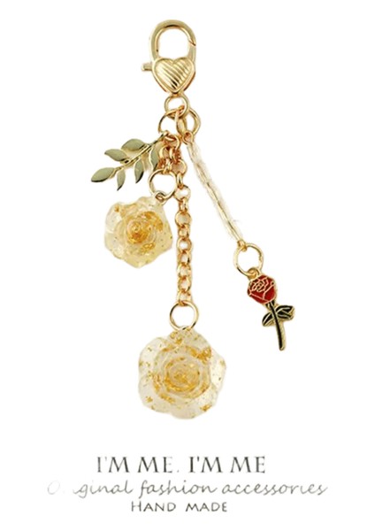 8 Renk 3D Gül Kamelya Anahtarlık Kadın Kız Tatlı Inci Püskül Çiçek Anahtarlık ile Metal Yaprak Için Kulaklık Kılıfı Çanta Dekorasyon Renk: G (Yurt Dışından)