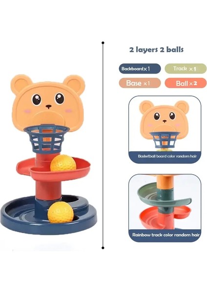 2-7 Layes Montessori Track Haddeleme Ball Kazık Kulesi Erken Eğitim Oyuncak Dönen Pist Eğitim Yığınlama Oyuncak Kilo 3 Katman (Yurt Dışından)