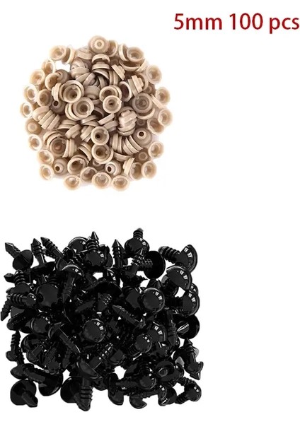 100PCS 5/6 // 7/8/9/10/12/14/18/20 20MM Plastik Güvenlik Dıy Karışım Boyu Tığ Işi Hayvan Gözü 5mm Siyah 100 Pcs/boyut 100 Pcs (Yurt Dışından)