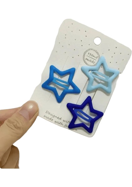 Mavi Serisi Saç Klipsi Gradyan Renk Patlama Yan Klipler Metal Snap Saç Penisi Kalp Yıldız Tatlı Saç Aksesuarlar: Yıldız (Yurt Dışından)