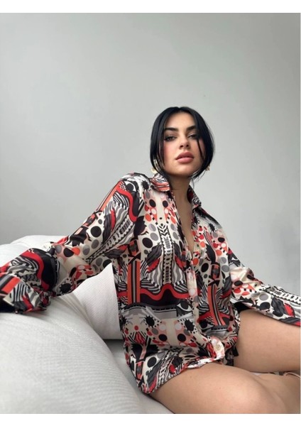 Desenli Oversize Gömlek