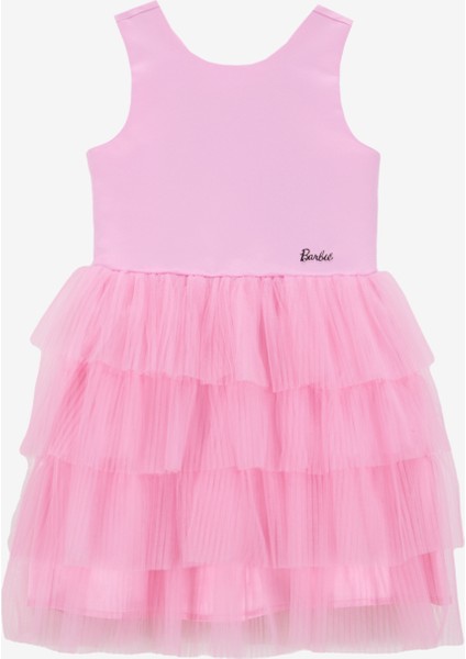 Düz Pembe Kız Çocuk Abiye Elbise BRB5SG-ELB6509