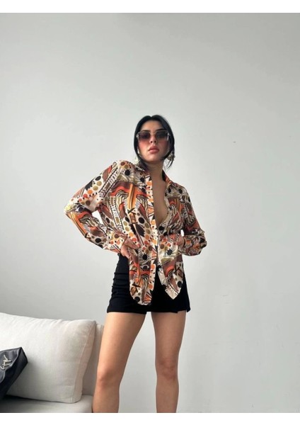 Desenli Oversize Gömlek