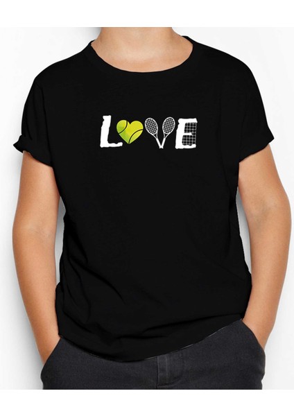 Tennis Love Siyah Çocuk Tişört