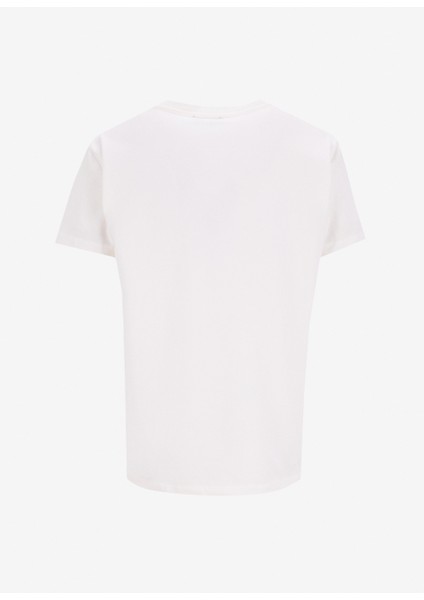Bisiklet Yaka Nakışlı Kırık Beyaz Kadın T-Shirt F5SL-TST0086 fiyatları