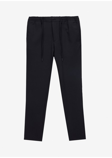 Bağlamalı Bel Normal Paça Slim Fit Siyah Erkek Pantolon ACE001252275_SYH