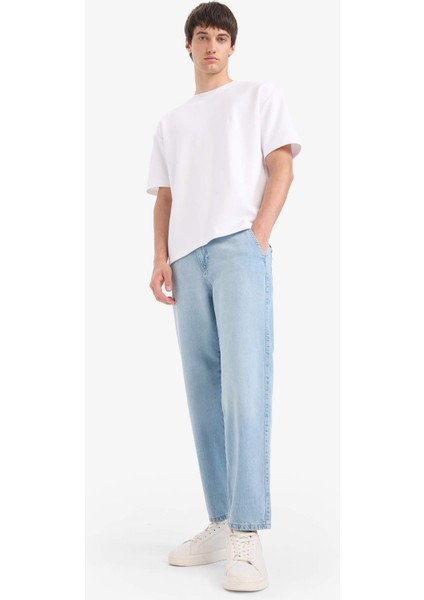 %100 Pamuk Relax Fit Geniş Paça Jean Kar Yıkamalı Pantolon E1376AX25SM modelleri