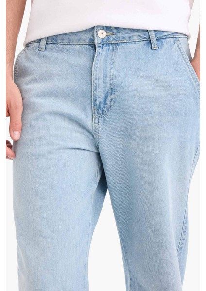 %100 Pamuk Relax Fit Geniş Paça Jean Kar Yıkamalı Pantolon E1376AX25SM indirimleri