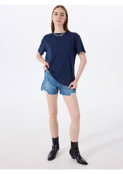 Bisiklet Yaka Düz Lacivert Kadın T-Shirt M5SL-TST1858 fiyatları