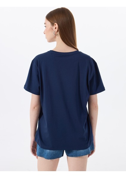 Bisiklet Yaka Düz Lacivert Kadın T-Shirt M5SL-TST1858 indirimleri