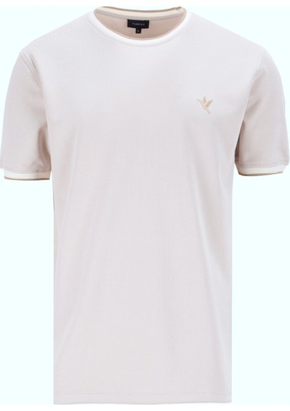 Bisiklet Yaka Düz Bej Erkek T-Shirt FC5SM-TST 2761