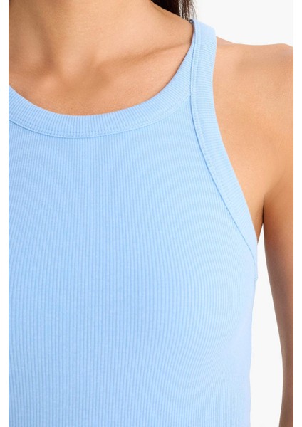 Slim Fit Dar Kesim Halter Yaka Fitilli Kaşkorse Atlet E2176AX25SP