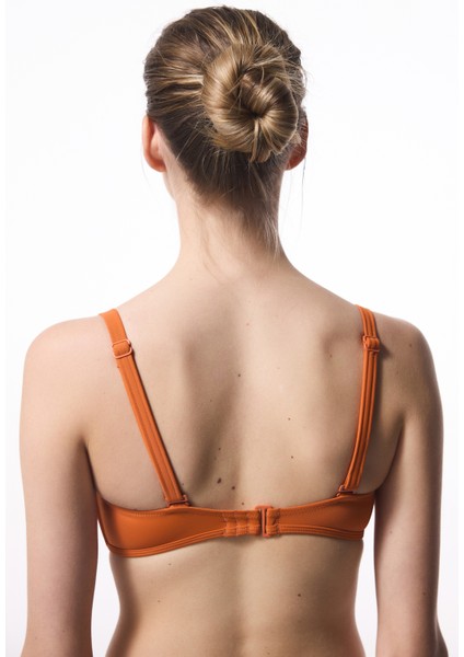 Turuncu Lotus Push Up Balenli Balconette Bikini Üstü