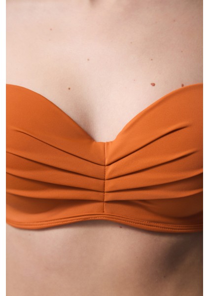 Turuncu Lotus Push Up Balenli Balconette Bikini Üstü