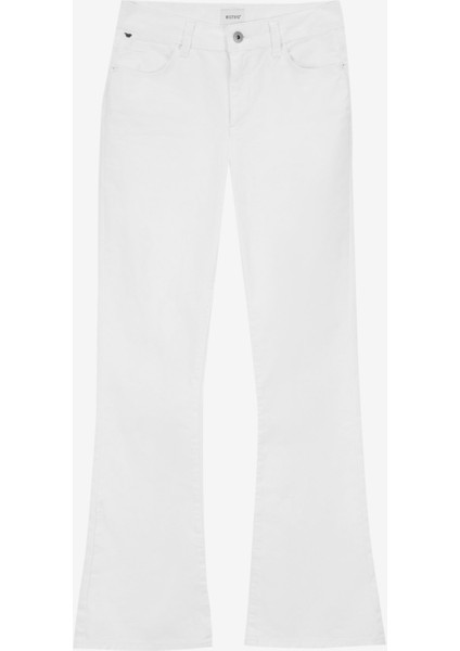 Standart Bel Düz Paça Flare Beyaz Kadın Denim Pantolon Georgıa Skınny Flare5 indirimleri