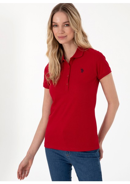 Polo Yaka Kırmızı Kadın T-Shirt GTP-IY025