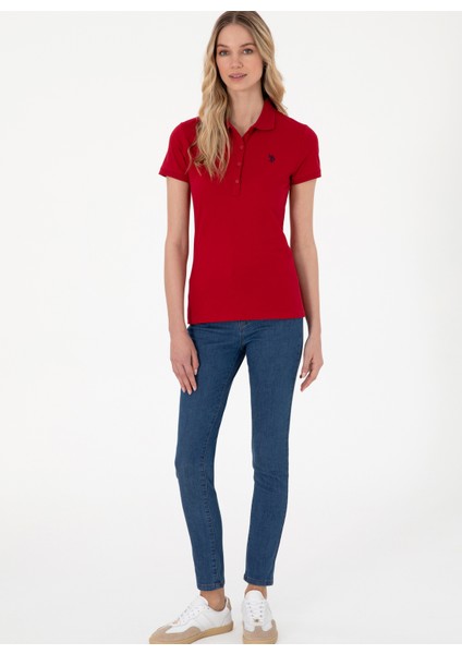 Polo Yaka Kırmızı Kadın T-Shirt GTP-IY025 fırsatları