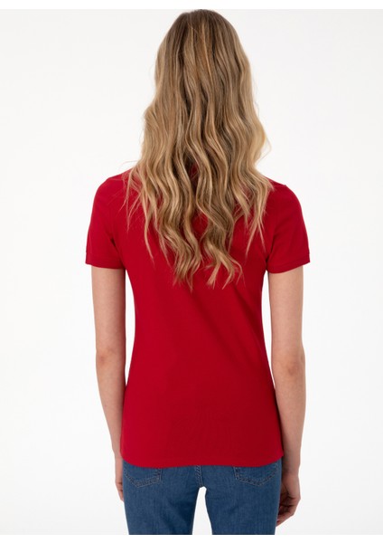 Polo Yaka Kırmızı Kadın T-Shirt GTP-IY025 indirimleri