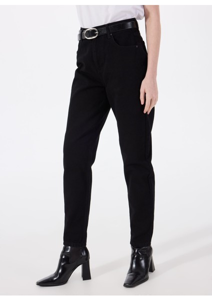 Standart Bel Normal Paça Mom Fit Siyah Kadın Denim Pantolon Charlotte TAPERED-1011 fiyatları