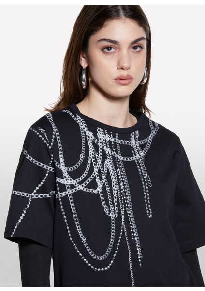 Bisiklet Yaka Siyah Kadın T-Shirt 3096L106T modelleri