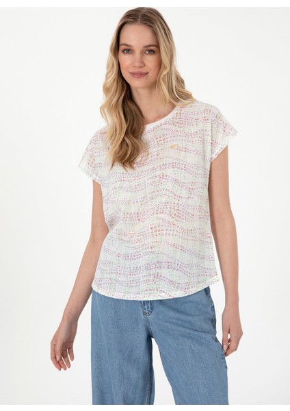 Bisiklet Yaka Lila Kadın T-Shirt Sode