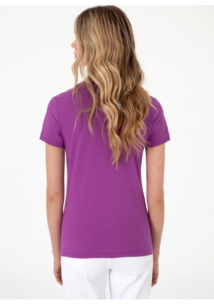 Polo Yaka Açık Mor Kadın T-Shirt GTP-IY025 indirimleri