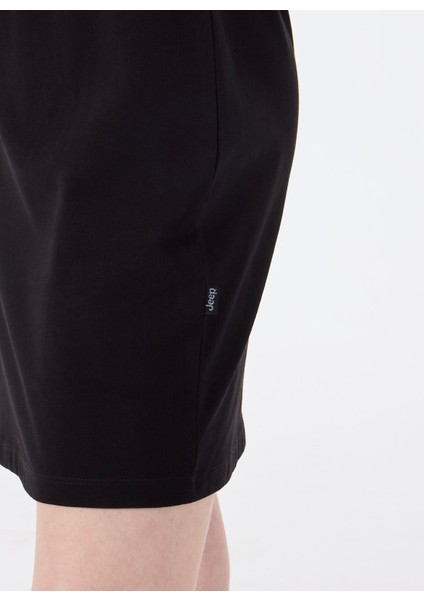 Polo Yaka Düz Siyah Mini Kadın Elbise J5SL-ELB7100