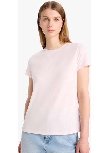 Regular Fit Bisiklet Yaka Basic Düz Kısa Kollu Tişört F4213AXNS fırsatları