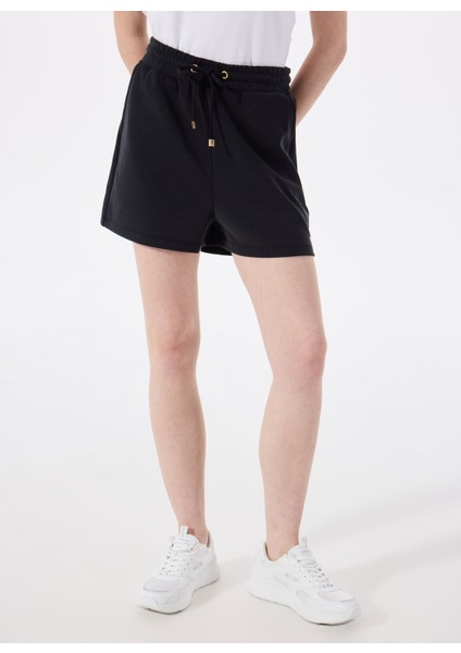 Siyah Kadın Yüksek Bel Nakışlı Şort M5SL-SRT1726 modelleri