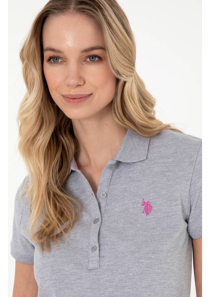 Polo Yaka Gri Melanj Kadın T-Shirt GTP-IY025 fiyatları