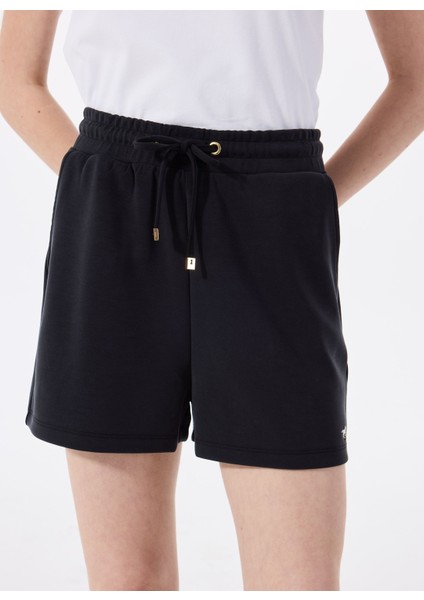 Siyah Kadın Yüksek Bel Nakışlı Şort M5SL-SRT1726 indirimleri