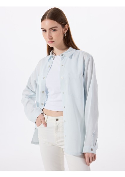 Mavi Kadın Yıkamalı %100 Liyosel Denim Gömlek M5SL-GML1291