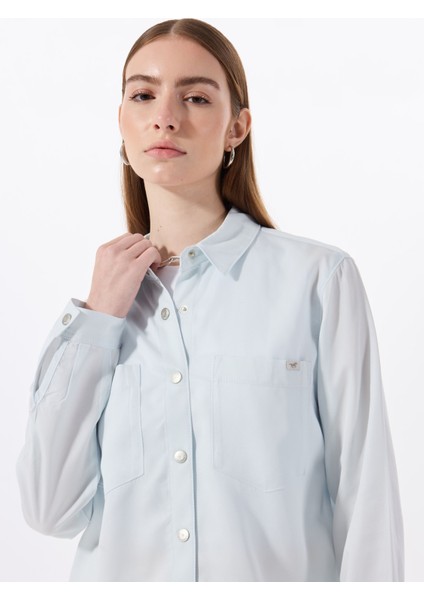 Mavi Kadın Yıkamalı %100 Liyosel Denim Gömlek M5SL-GML1291