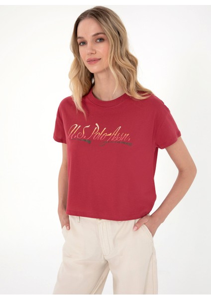 Bisiklet Yaka Bordo Kadın T-Shirt Gıselle