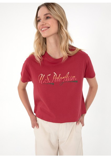 Bisiklet Yaka Bordo Kadın T-Shirt Gıselle modelleri