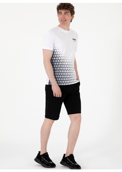 Siyah Lastikli Bel Regular Fit Erkek Sweat Şort Marko modelleri