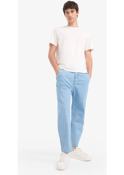 %100 Pamuk Relaxed Slouchy Fit Rahat Kesim Düz Paça Jean Pantolon E2906AX25SP modelleri