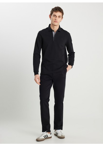 Siyah Erkek Polo T-Shirt W2510683001 Uzun Kol Polo T-Shirt