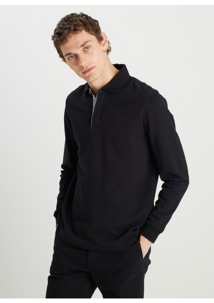 Siyah Erkek Polo T-Shirt W2510683001 Uzun Kol Polo T-Shirt fiyatları