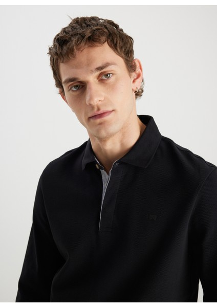 Siyah Erkek Polo T-Shirt W2510683001 Uzun Kol Polo T-Shirt fırsatları