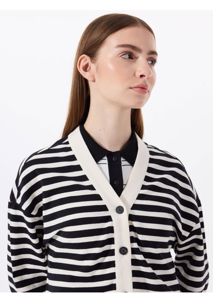 Beyaz - Siyah Kadın Hırka J5SL-HRK7860