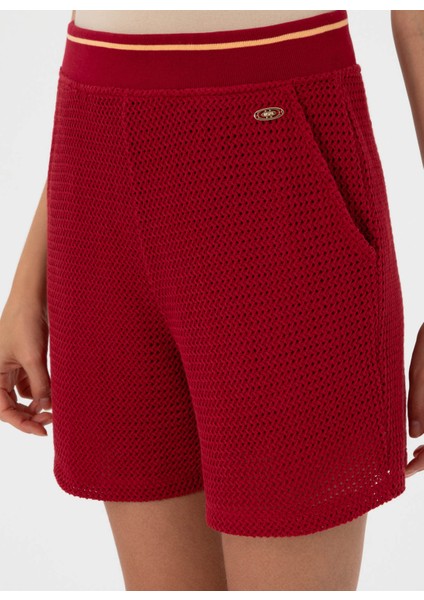 Lastikli Bel Relaxed Bordo Kadın Şort Susane fırsatları