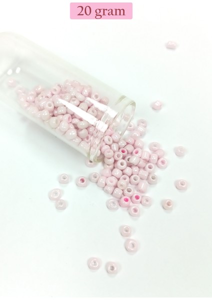 Dökme Cam Kum Boncuk Büyük Boy (6/0) 4 mm - 20 Gram - Toz Pembe - BNC077