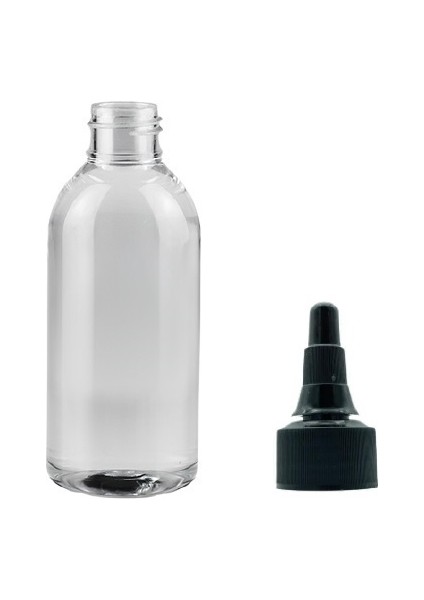 150 ml Şeffaf Plastik Asansör Kapaklı Şişe, 24 Adet, Serum Şişesi, Medikal Şişe